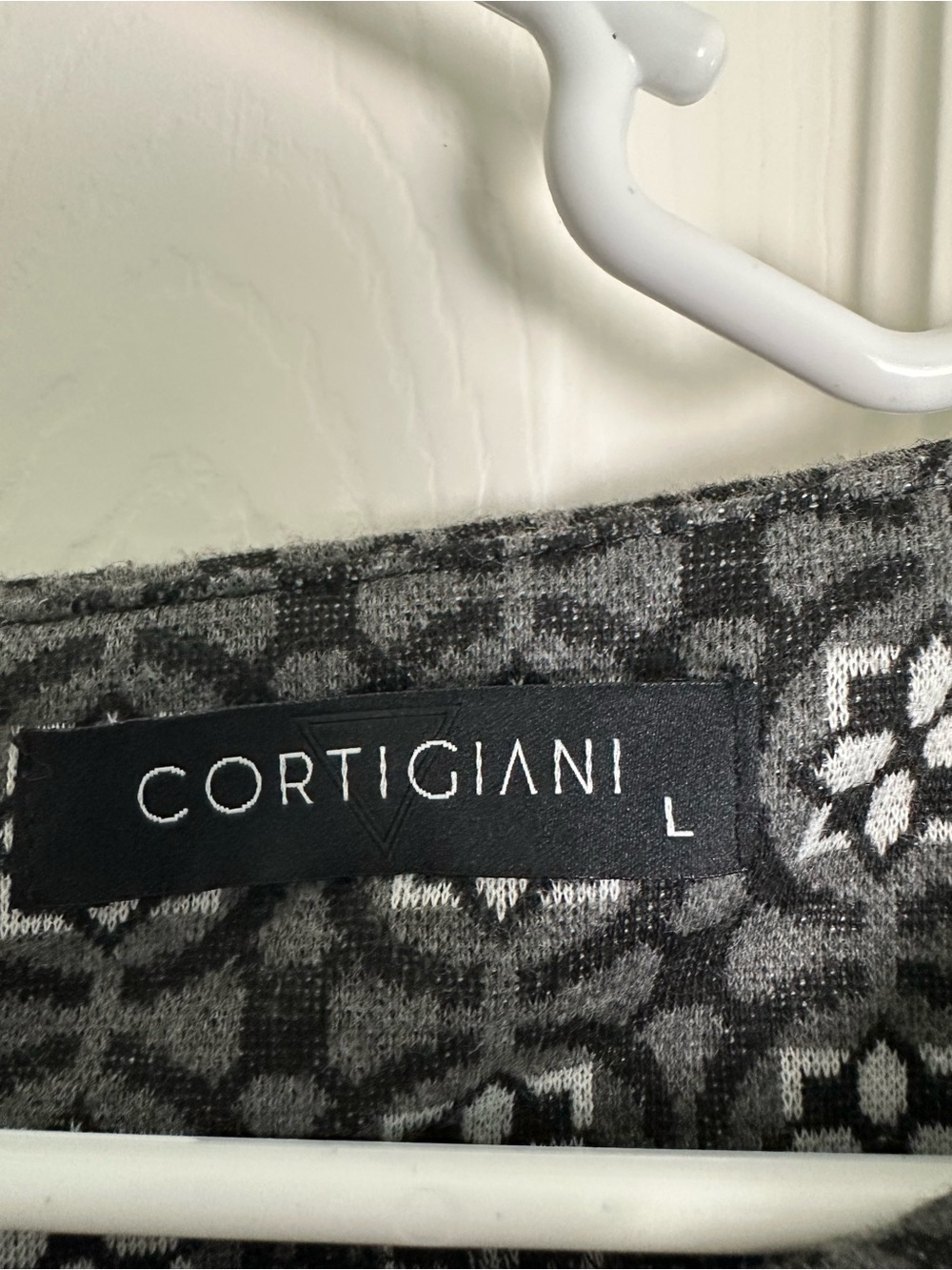 Cortigiani Elbow Sleeve Stretch Sheath Dress black and white geometric size L - Picture 3 of 5